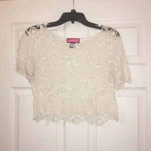 White lace crop top